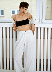 Classic Long Pant - Eggshell Pinstripe