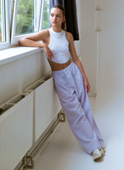 Classic Long Pant - Lilac Stripe