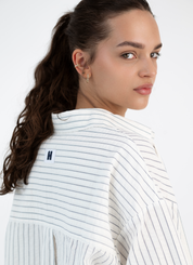 Oversized Shirt - Eggshell Pinstripe