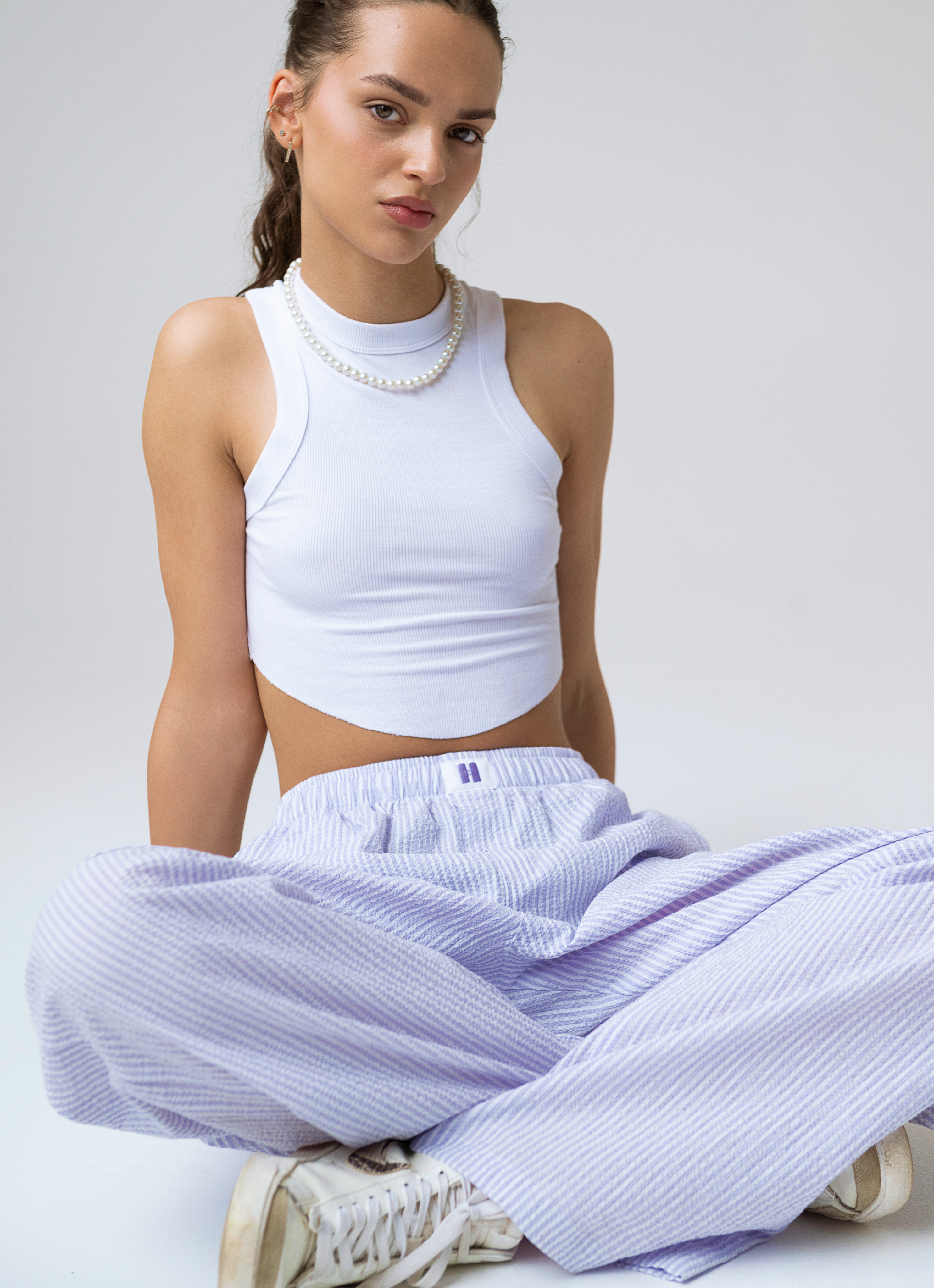 Classic Long Pant - Lilac Stripe