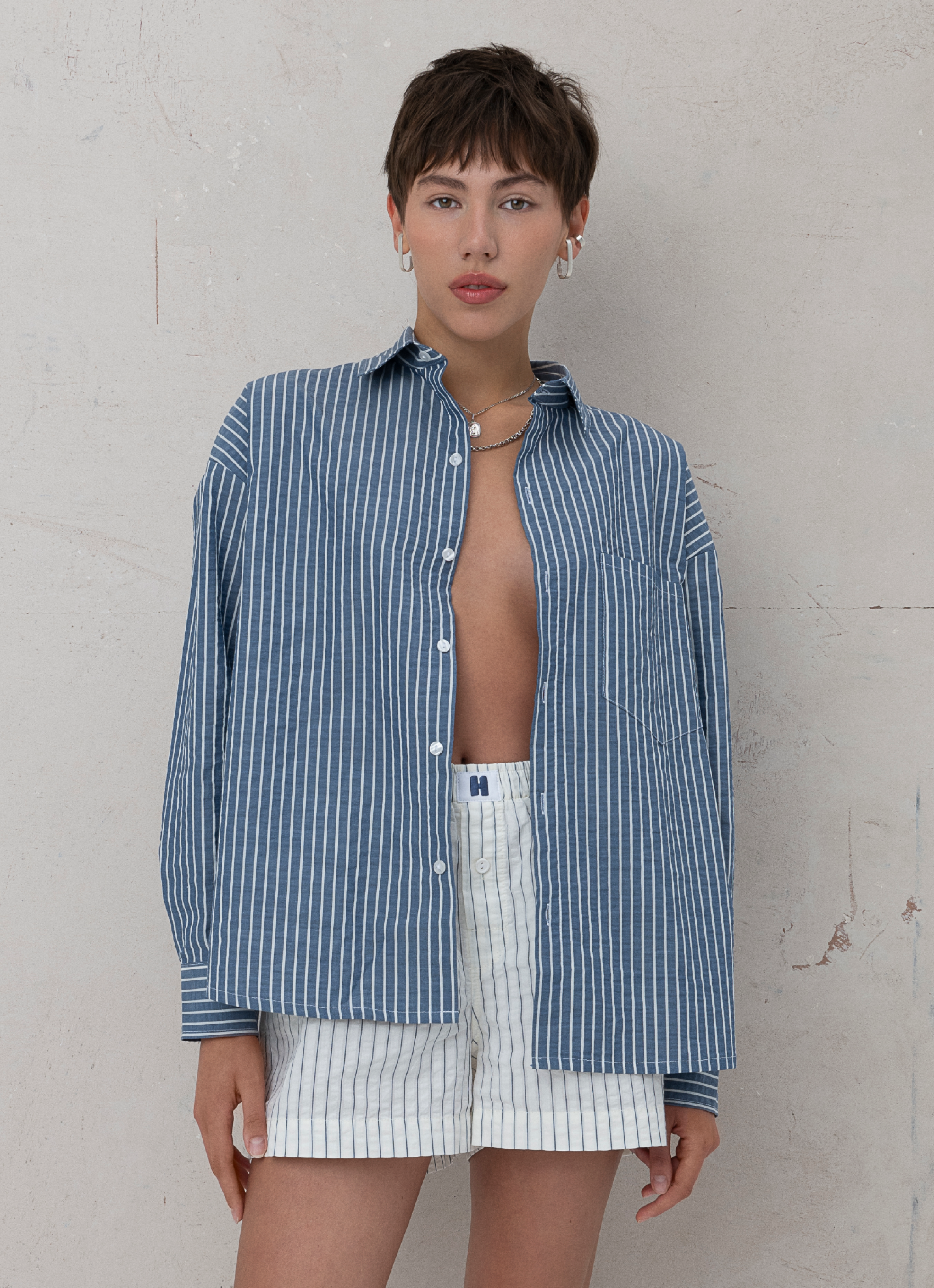 Oversized Shirt - Midnight Blue Stripe - COMING SOON