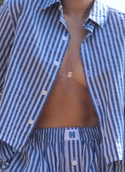 Cropped Shirt - Striped Adriatic Blue