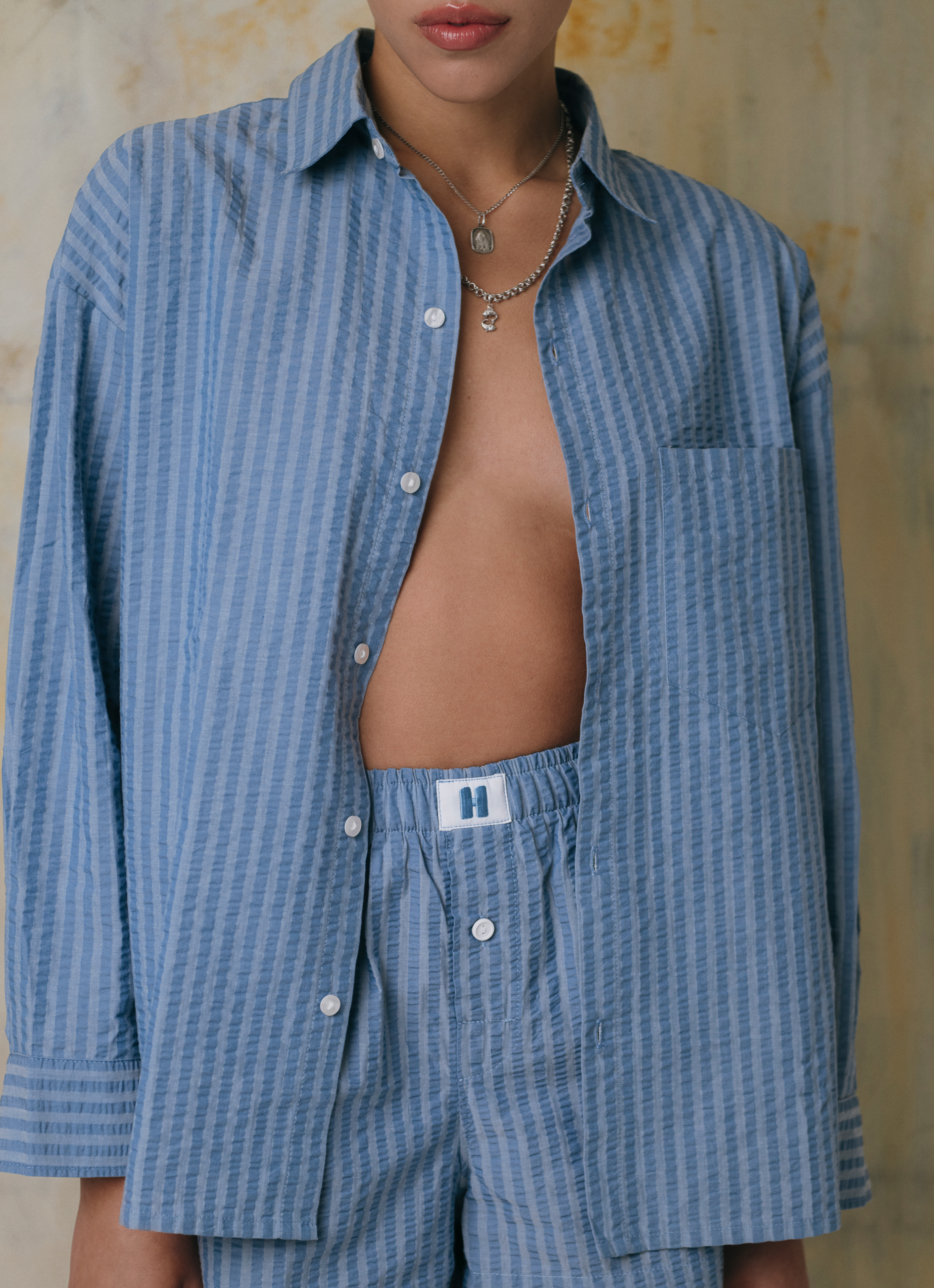 Oversized Shirt - Steel Blue Stripe - COMING SOON