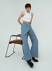 Classic Long Pant - Steel Blue Stripe