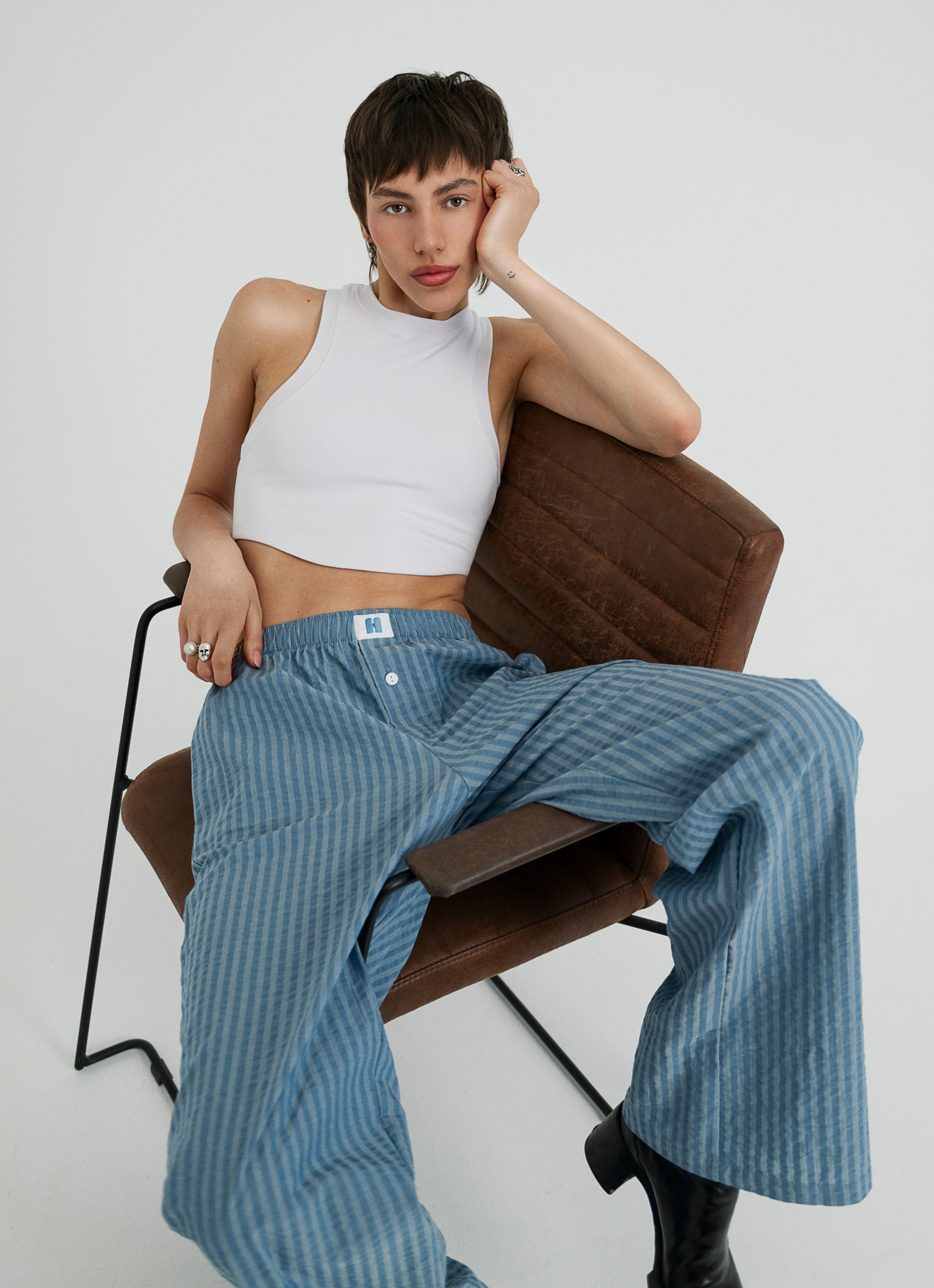 Classic Long Pant - Steel Blue Stripe